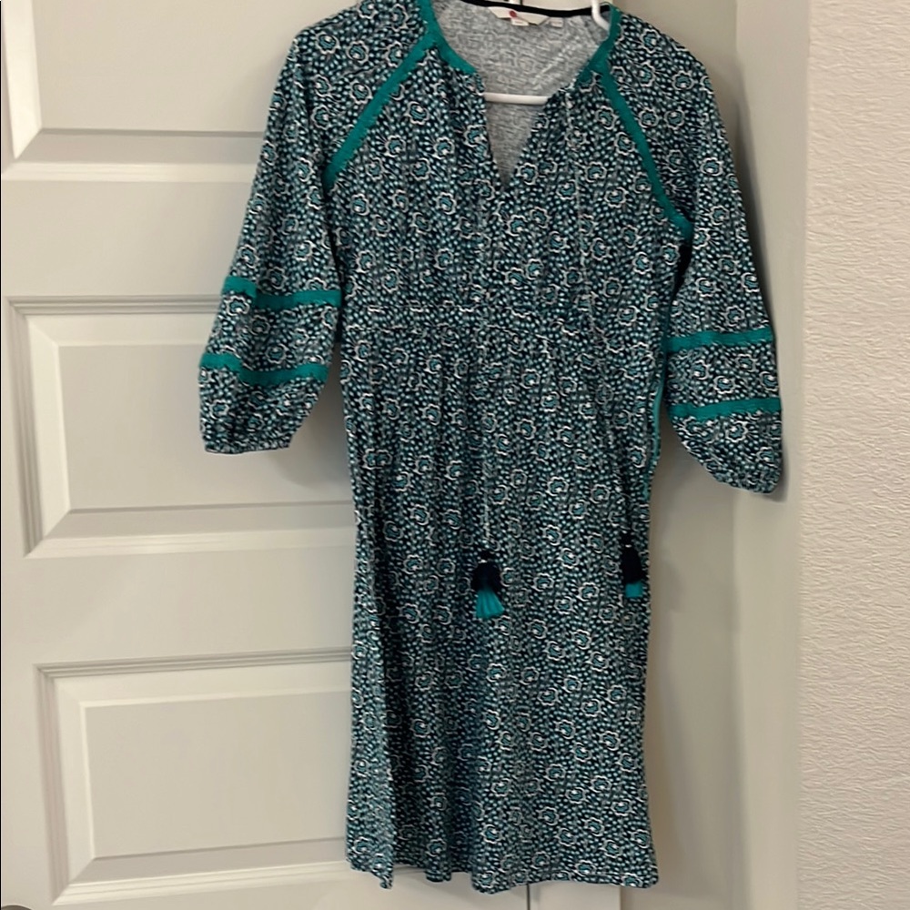 Boden Teal and White Dress